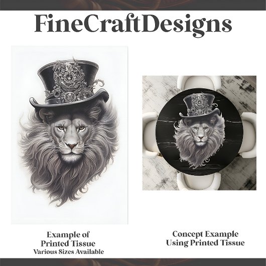 Ausgereifter Steampunklion in Hut E4-Decoupage Seidenpapier