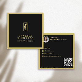 Ausgereiftes Black Gold Feather Notary Foto QR Quadratische Visitenkarte