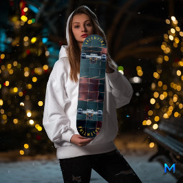 Ausgereiftes Burgund und Aquamarines Tartan Deck Skateboard