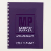 Ausgereiftes Eggplant Lila Square Monogram Logo Planer (Vorderseite)