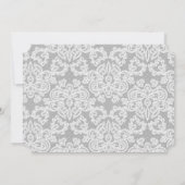 Ausgereiftes Grau-Weiß-Spitzen-Skript Einladung (Rückseite)