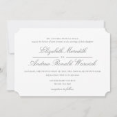 Ausgereiftes Grau-Weiß-Spitzen-Skript Einladung (Vorderseite)