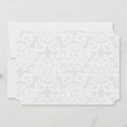 Ausgereiftes Grau-Weiß-Spitzen-Skript Einladung (Rückseite)