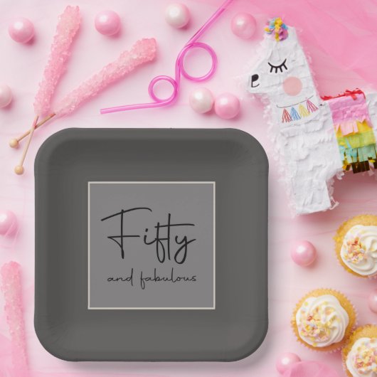 Ausgereiftes, modernes Skript, grau, fünfzig & fab Pappteller (Party)