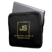 Ausgereiftes Monogram Black-Gold-Template-Notebook Laptopschutzhülle (Vorderseite Links)