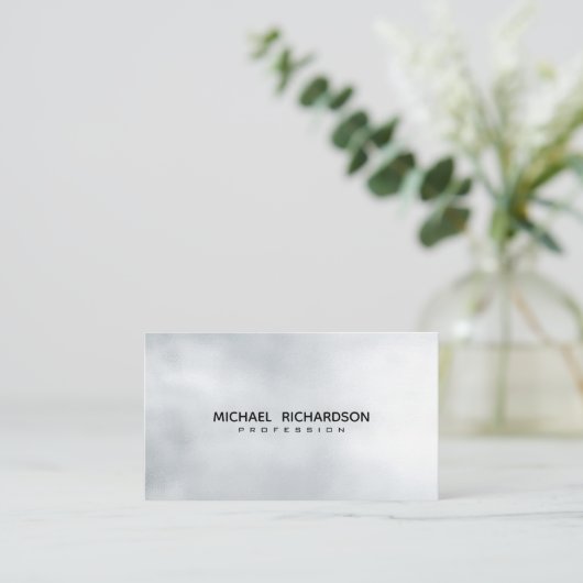 Ausgereiftes Schwarz auf Silver Steel Unisex Visitenkarte (Stehend Vorderseite)