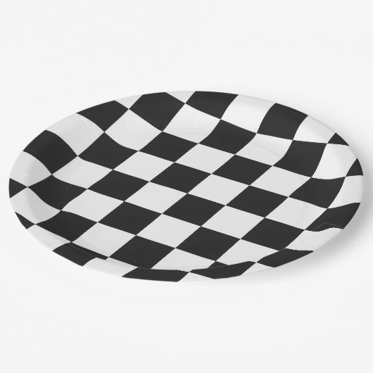 Ausgereiftes Schwarz-Weiß-Muster Pappteller (Schrägansicht)