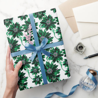 Ausgereiftes Smaragdgrünes Blumenpapier Geschenkpapier