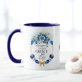 Ausgerüstet durch Gottes Grace Elegant Blauer Blum Tasse