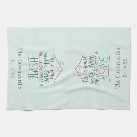 Ausgestattet mit Liebe, benutzerdefinierbar Geschirrtuch (Horizontal)