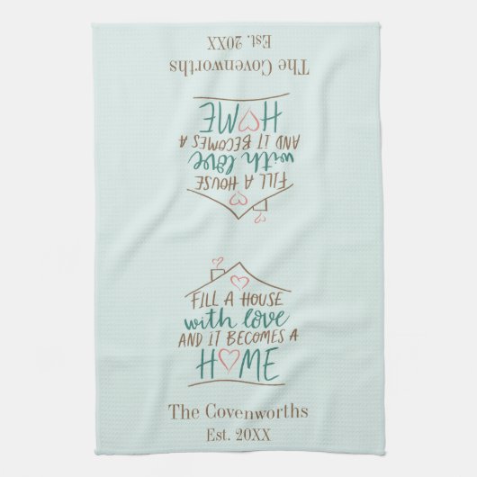 Ausgestattet mit Liebe, benutzerdefinierbar Geschirrtuch (Vertikal)