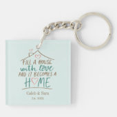 Ausgestattet mit Liebe, benutzerdefinierbar Schlüsselanhänger (Rückseite)