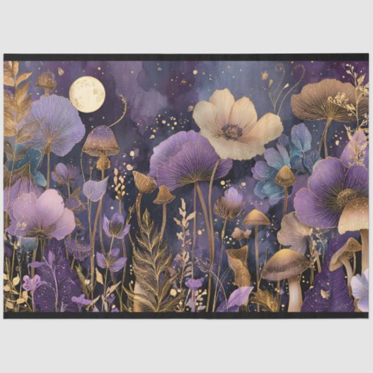 AUSGESTATTETES MIDNIGHT GARDEN DECOUPAGE TISSUPAPI SEIDENPAPIER (Vorderseite)