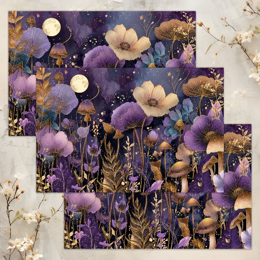 AUSGESTATTETES MIDNIGHT GARDEN DECOUPAGE TISSUPAPI SEIDENPAPIER