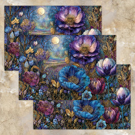 AUSGESTATTETES MIDNIGHT GARDEN DECOUPAGE TISSUPAPI SEIDENPAPIER