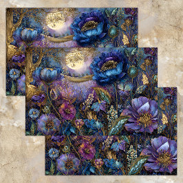 AUSGESTATTETES MIDNIGHT GARDEN DECOUPAGE TISSUPAPI SEIDENPAPIER