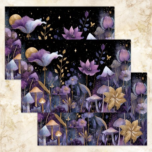 AUSGESTATTETES MIDNIGHT GARDEN DECOUPAGE TISSUPAPI SEIDENPAPIER