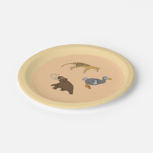 Ausgestorbene Tiere Pappteller (Schrägansicht)