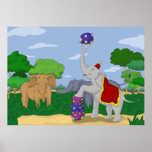Ausgestoßen-Zirkus-Elefant-Cartoon-Plakat-Druck Poster