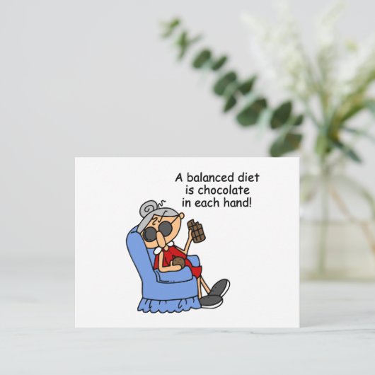 ausgewogene Chocolate Diät Postkarte (Stehend Vorderseite)