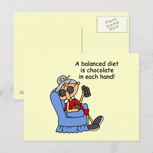 ausgewogene Chocolate Diät Postkarte (Vorne/Hinten)