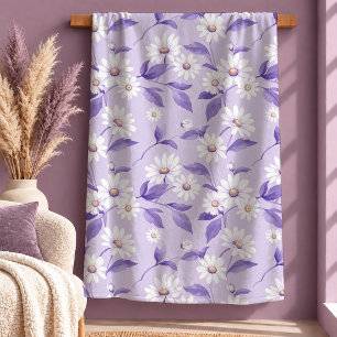 Ausgewogene Elegante Weiße Daisy Lila Decke Gesche Sherpadecke