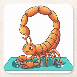 Ausgewogene Skorpion-Yogapose Cartoon-Illustration Rechteckiger Pappuntersetzer