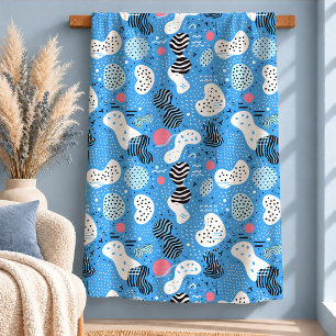 Ausgewogenes Dusty Blue Memphis-Formen-Decken-Desi Sherpadecke