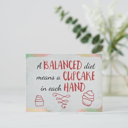ausgewogenes Thema Ernährung Cupcake Postkarte (Stehend Vorderseite)