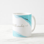 Ausgezeichnete Abstrakte, türkisfarbene Einrichtun Kaffeetasse (VorderseiteRechts)