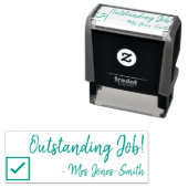 "Ausgezeichnete Arbeit!" + Name des Lehrers Permastempel (Beispiel)