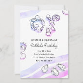 Ausgezeichnete Austern und Cocktails im Aquarell Einladung (Vorderseite)