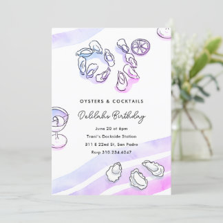 Ausgezeichnete Austern und Cocktails im Aquarell Einladung