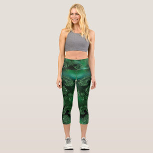 Ausgezeichnete blaue Tattoo-Print Capri Leggings