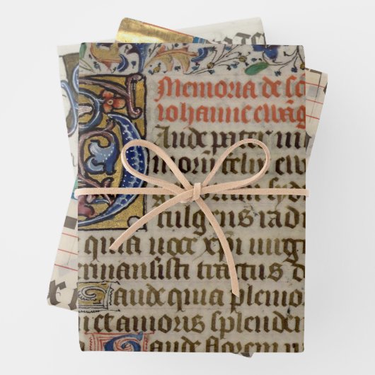 Ausgezeichnete mittelalterliche Illustrierte Manus Geschenkpapier Set (Beispiel)