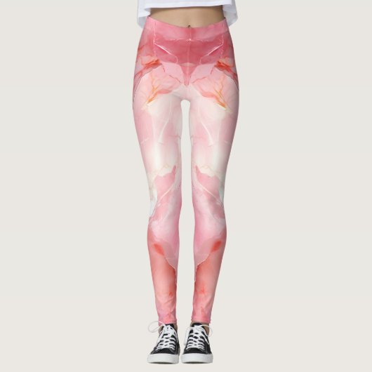Ausgezeichnete rosa Marmorfarbe Leggings (Vorderseite)