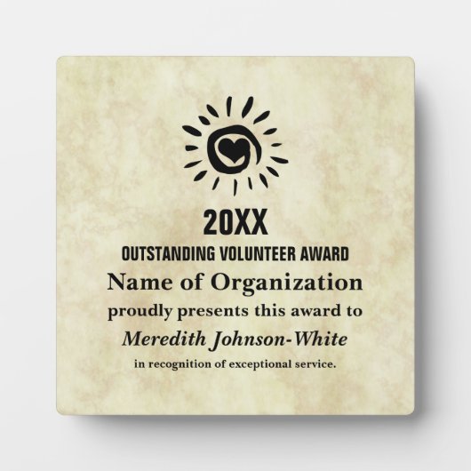 Ausgezeichneter Freiwilligenpreis des Jahres Fotoplatte (Vorderseite)