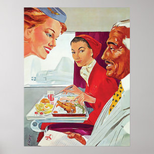 Ausgezeichneter Service im Flugzeug Poster