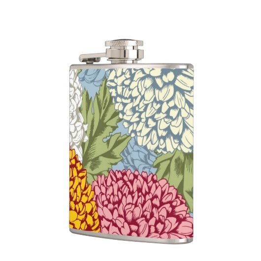 Ausgezeichnetes Muster mit Chrysanthemen Flachmann (Links)