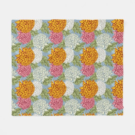 Ausgezeichnetes Muster mit Chrysanthemen Fleecedecke (Vorderseite (Horizontal))