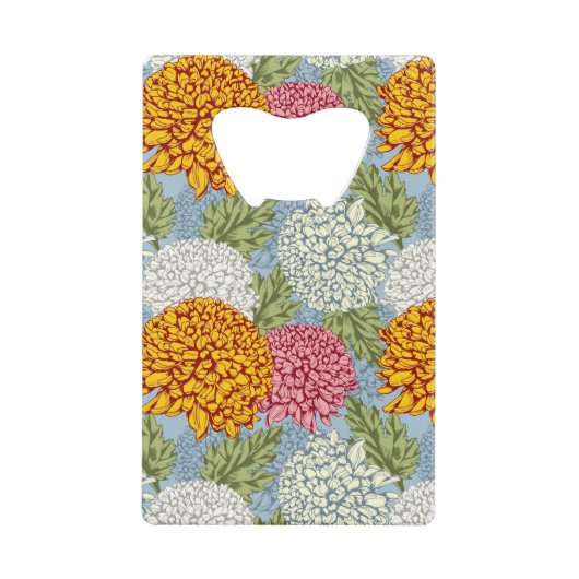 Ausgezeichnetes Muster mit Chrysanthemen Kreditkartenflaschenöffner (Vorderseite)