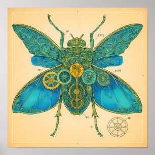 Ausgezeichnetes technisches Diagramm: Steampunk-In Poster