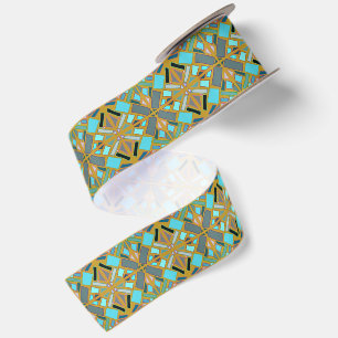 Ausgezeichnetes Türkis-Gold-Mosaik  Satinband