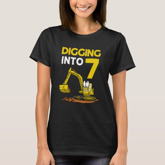 Ausgraben in 7 Bagger Geburtstag T-Shirt (Vorderseite)
