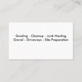 Ausgrabung und Visitenkarten schleppend Visitenkarte (Rückseite)