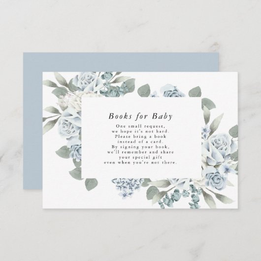 AUSHA Dusty Blue Books for Baby Enclosure Card Einladung (Vorne/Hinten)