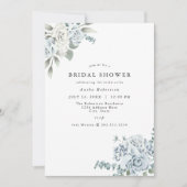 AUSHA Dusty Blue Floral Blue Brautparty Einladung (Vorderseite)