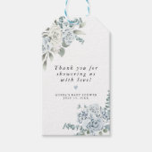 AUSHA Dusty Blue Floral Boy Baby Dusche Geschenkanhänger (Vorderseite)