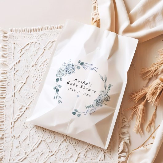 AUSHA Dusty Blue Floral Boy Baby Dusche Geschenktütchen