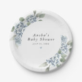 AUSHA Dusty Blue Floral Boy Baby Dusche Pappteller (Vorderseite)